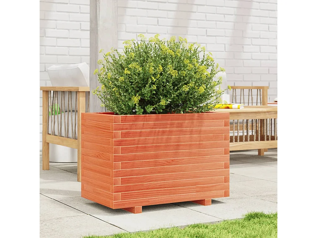 Jardinière cire marron 70x40x49,5 cm bois de pin massif