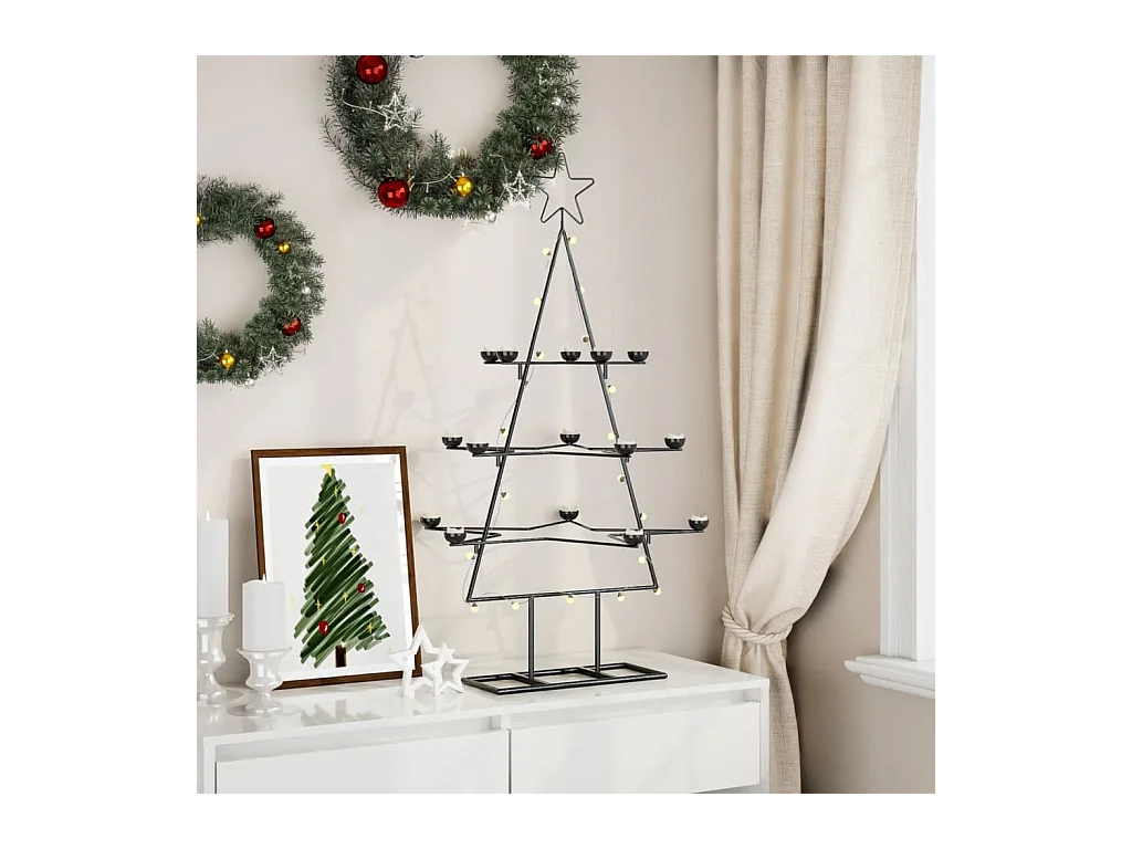 Albero di Natale in metallo per decorazione nero 105 cm