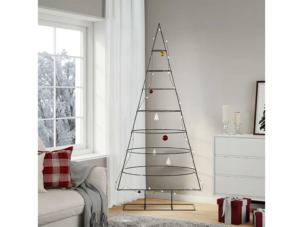 Albero di Natale in metallo per decorazione nero 210 cm