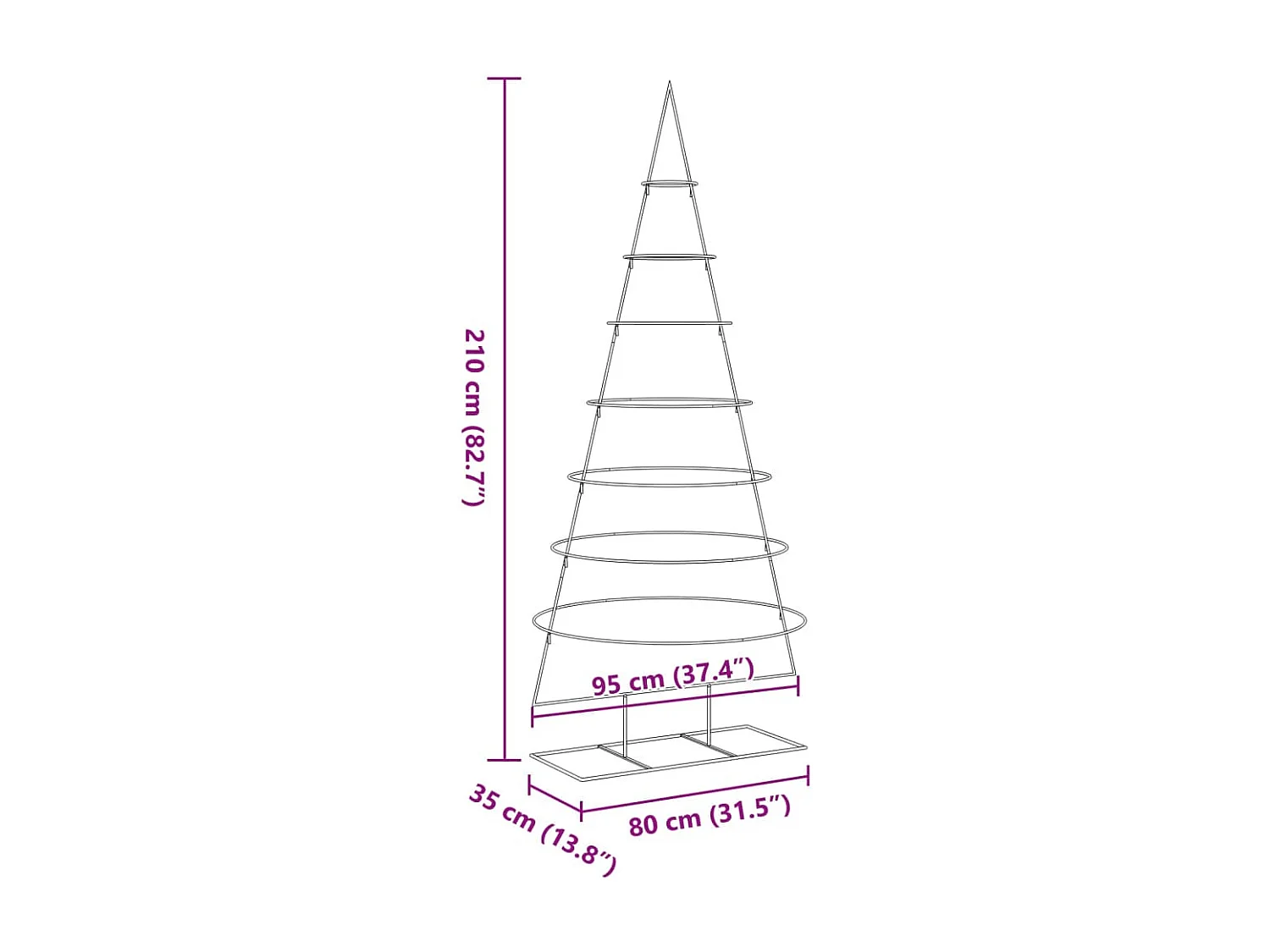 Albero di Natale in metallo per decorazione nero 210 cm