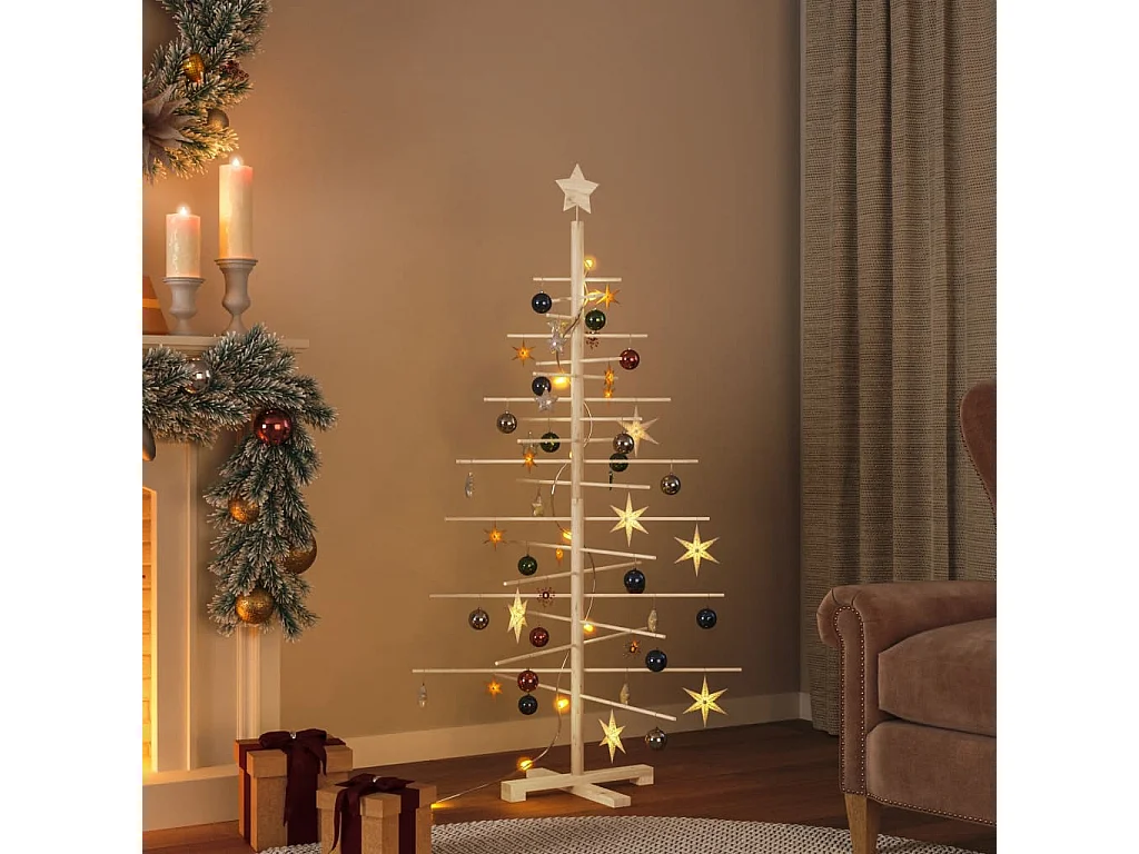 Árbol de Navidad de madera para decoración 150 cm madera maciza de pino