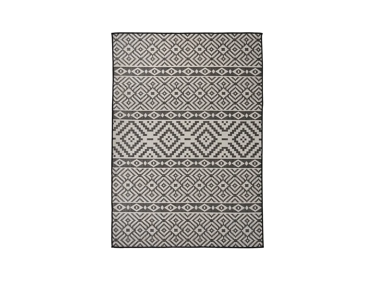 Tapis à tissage plat d'extérieur 140x200 cm Rayures noires