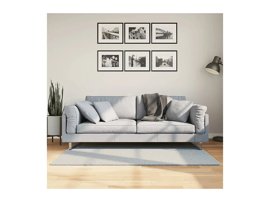 Tapis HUARTE à poils courts doux et lavable bleu 80x150 cm