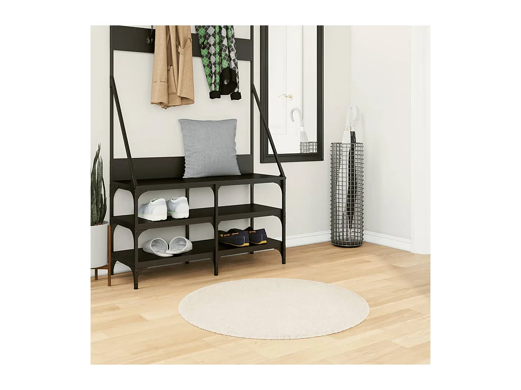 Tapis shaggy PAMPLONA poils longs moderne crème Ø 80 cm