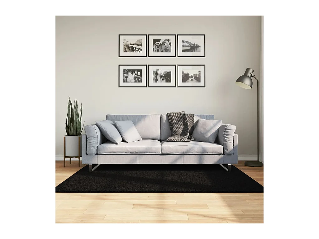 Tappeto a Pelo Corto HUARTE Morbido e Lavabile Nero 120x170cm