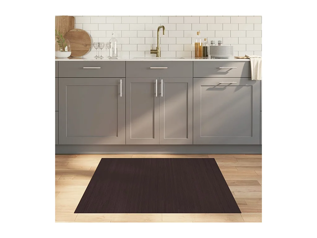 Tappeto Rettangolare Marrone Scuro 100x100 cm in Bambù