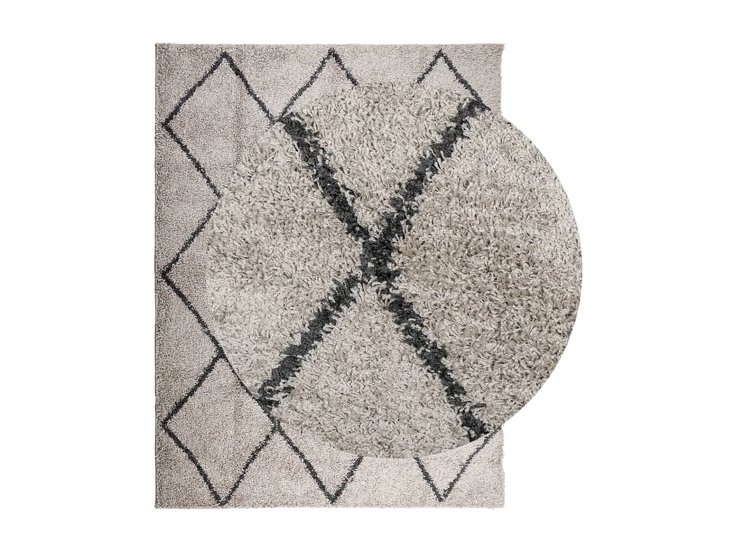Tapis shaggy à poils longs moderne beige anthracite 300x400 cm