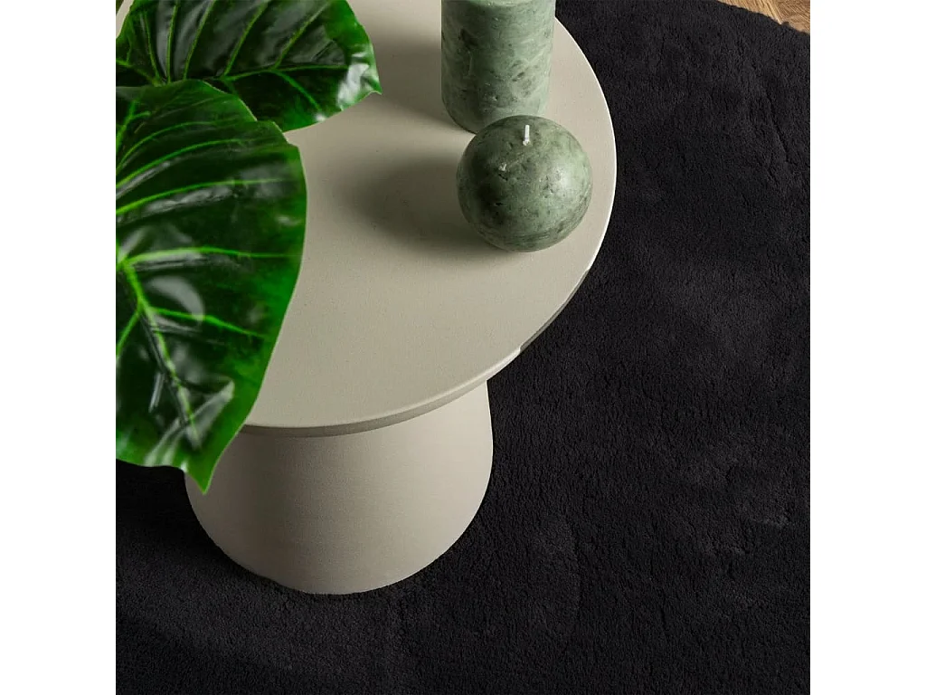 Tappeto a Pelo Corto HUARTE Morbido e Lavabile Nero Ø 160 cm