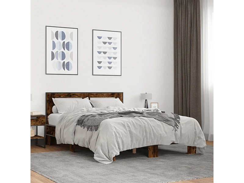 Cadre de lit sans matelas chêne fumé 120x200 cm