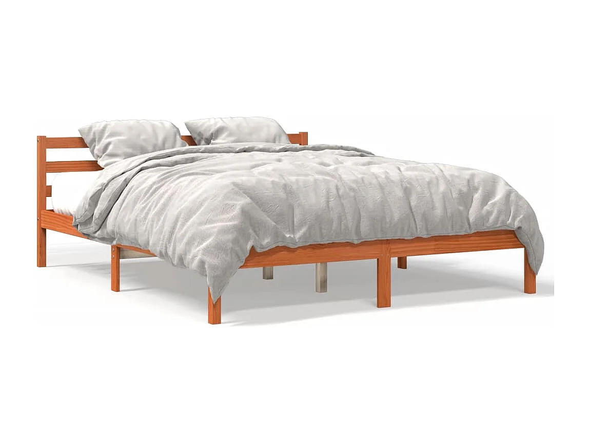 Letto senza Materasso Marrone Cera 200x200 cm in Legno di Pino