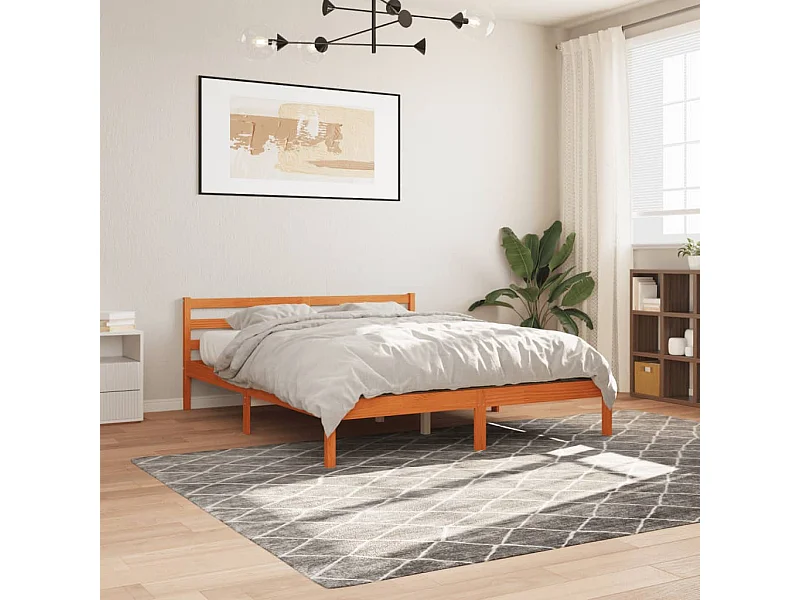 Letto senza Materasso Marrone Cera 200x200 cm in Legno di Pino