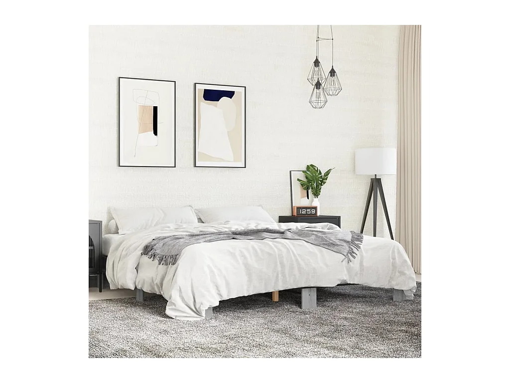 Cadre de lit sans matelas sonoma gris 160x200 cm