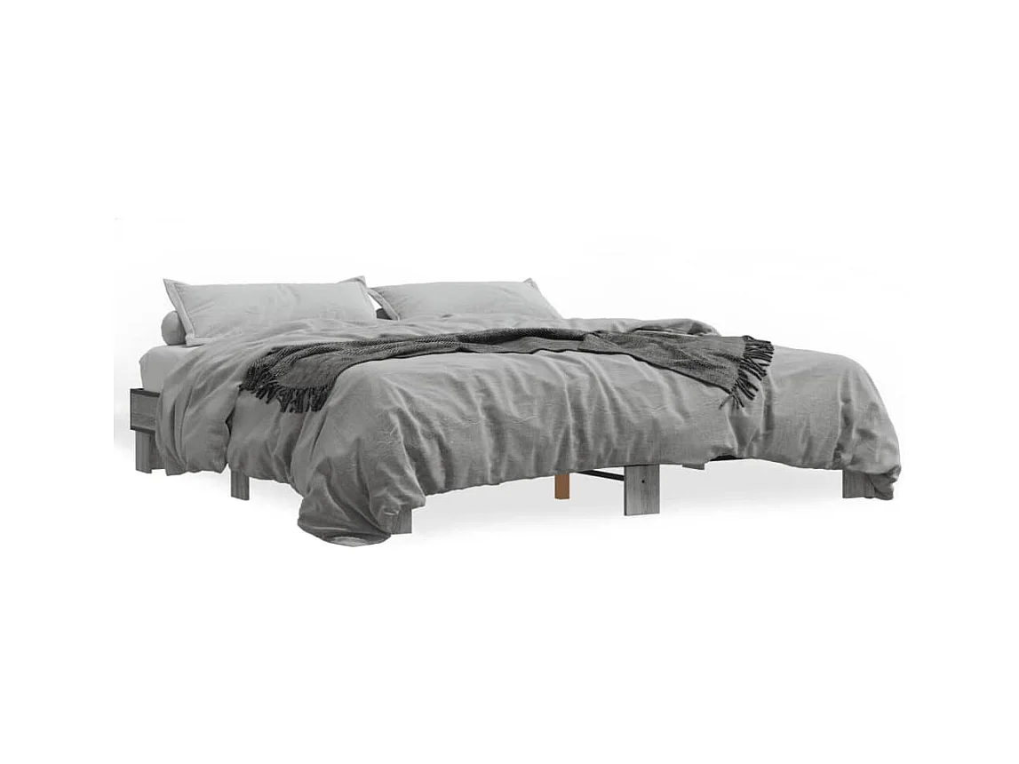 Bettgestell Grau Sonoma 160x200 cm Holzwerkstoff und Metall