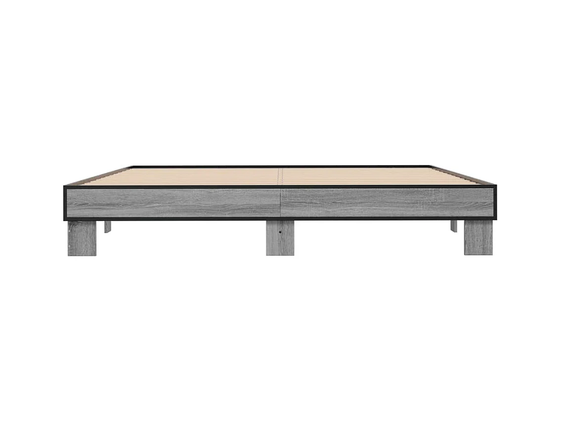 Bettgestell Grau Sonoma 160x200 cm Holzwerkstoff und Metall
