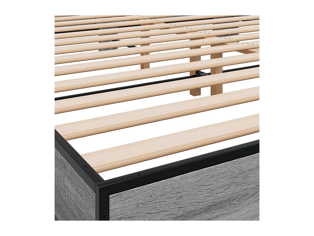 Bettgestell Grau Sonoma 160x200 cm Holzwerkstoff und Metall