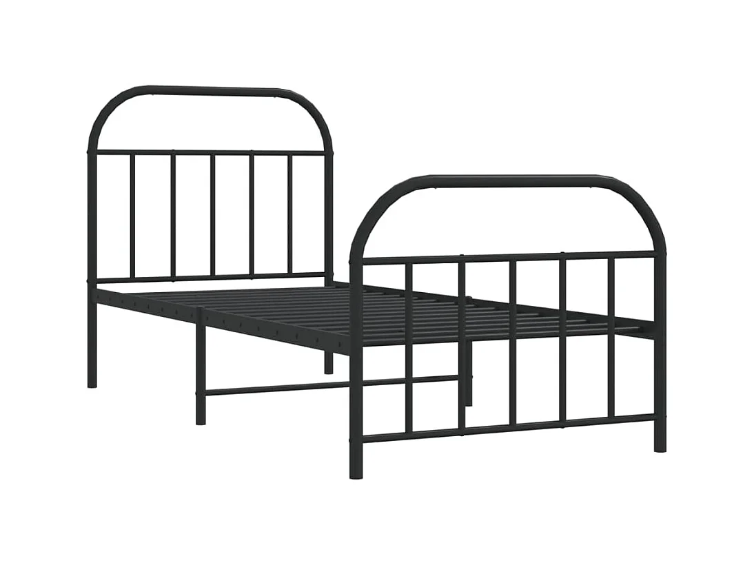 Bettgestell mit Kopf- und Fußteil Metall Schwarz 80x200 cm