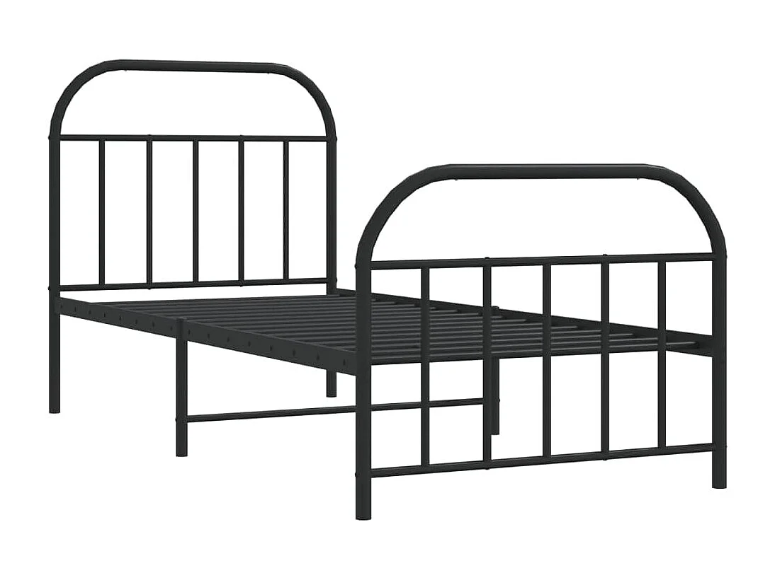 Bettgestell mit Kopf- und Fußteil Metall Schwarz 80x200 cm