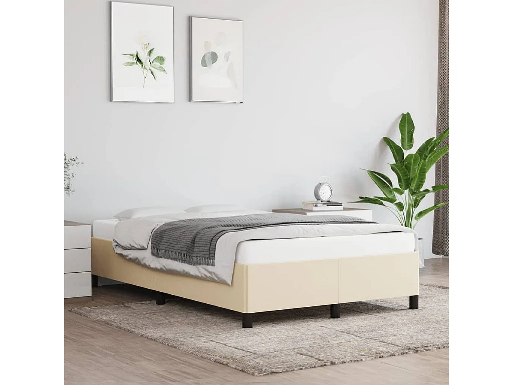 Cadre de lit sans matelas crème 120x190 cm tissu