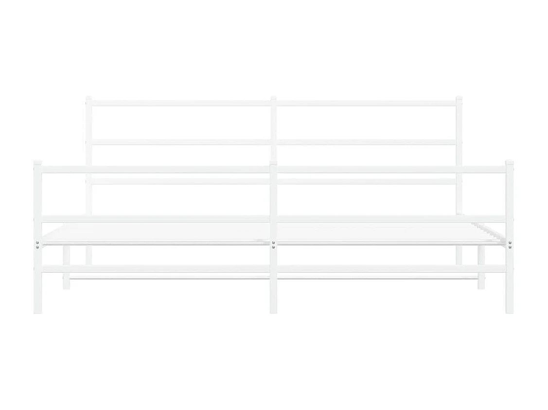 Cadre de lit métal sans matelas et pied de lit blanc 200x200 cm