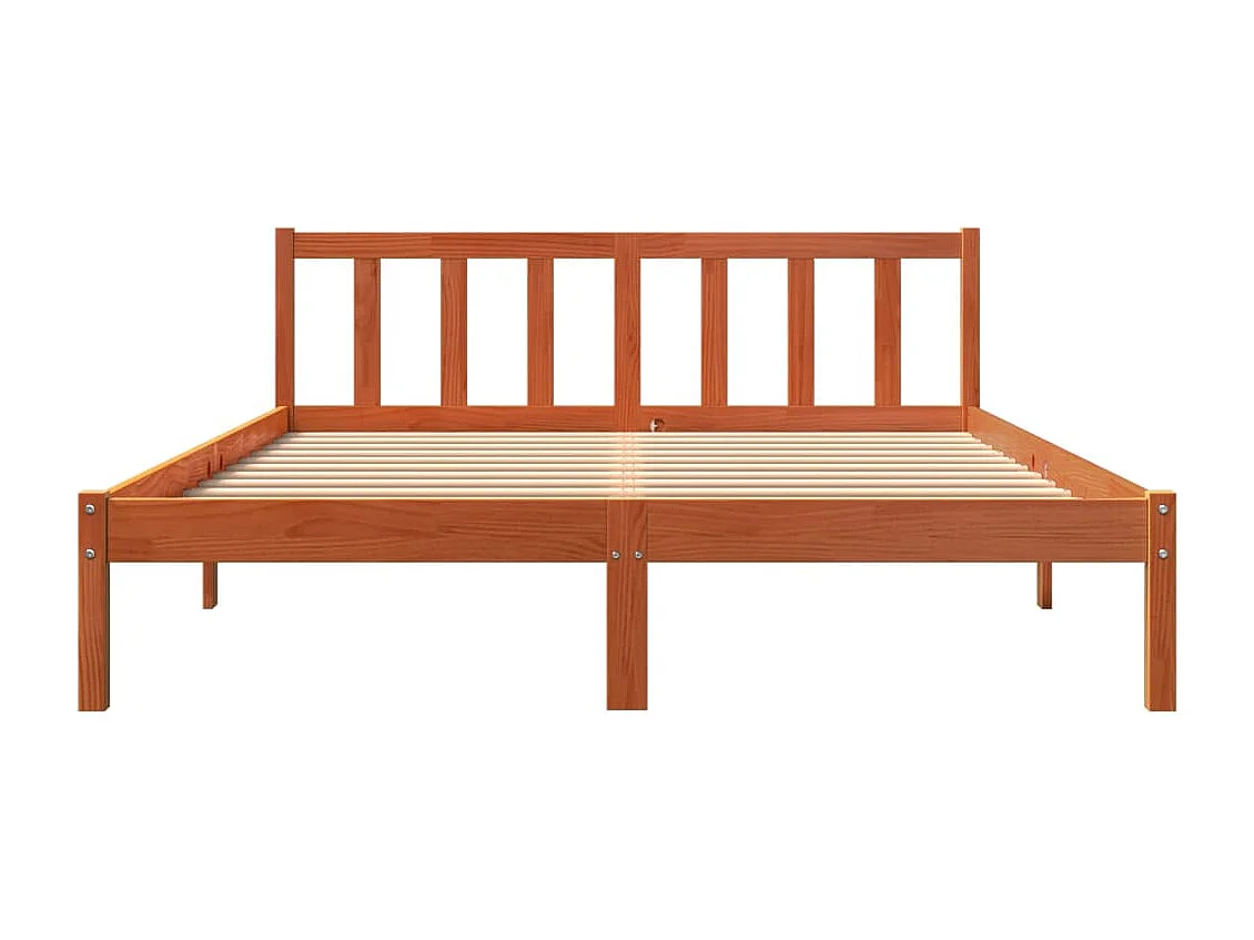Cadre de lit sans matelas cire marron 160x200cm bois pin massif