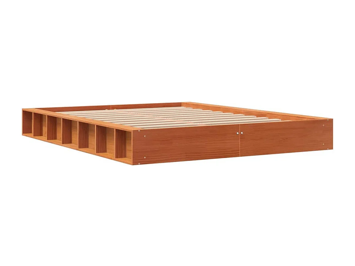 Cadre de lit sans matelas cire marron 140x200cm bois pin massif