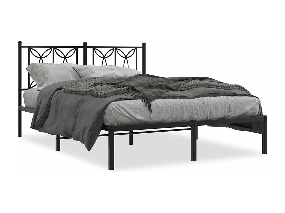 Estrutura de cama com cabeceira 140x190 cm metal preto