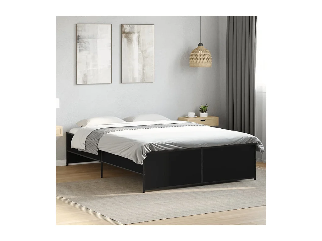 Giroletto Nero 140x190 cm in Legno Multistrato e Metallo