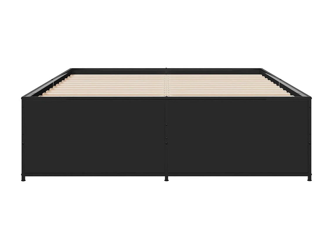 Estrutura de cama 140x190 cm derivados de madeira/metal preto