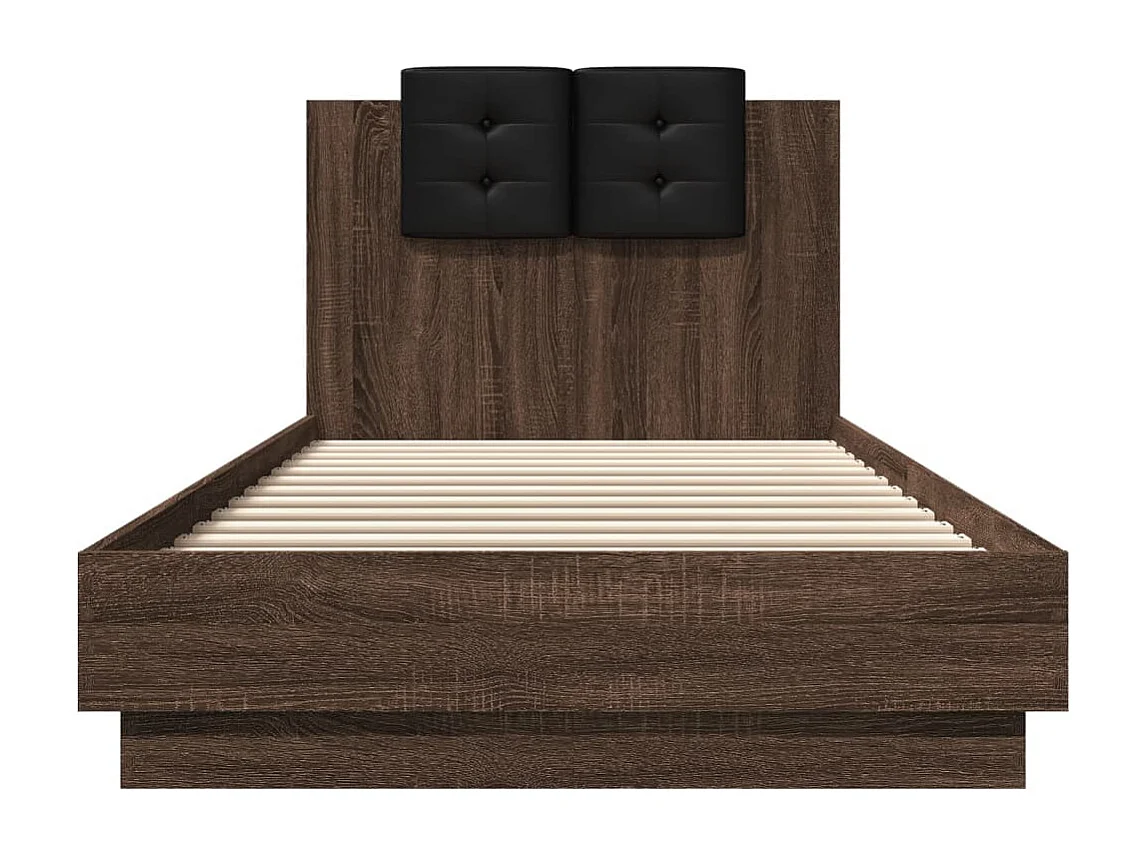 Bedframe met hoofdeinde bewerkt hout bruineikenkleur 100x200 cm