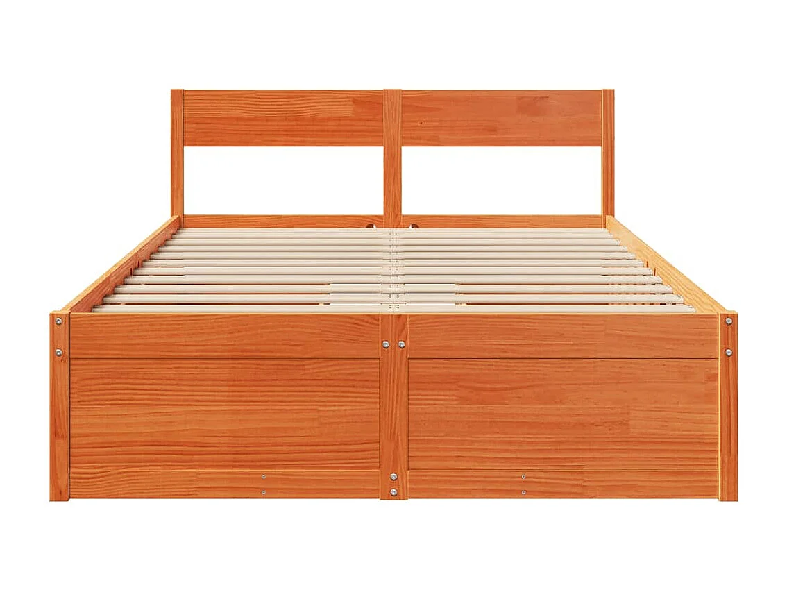 Letto senza Materasso Marrone Cera 135x190 cm in Legno di Pino