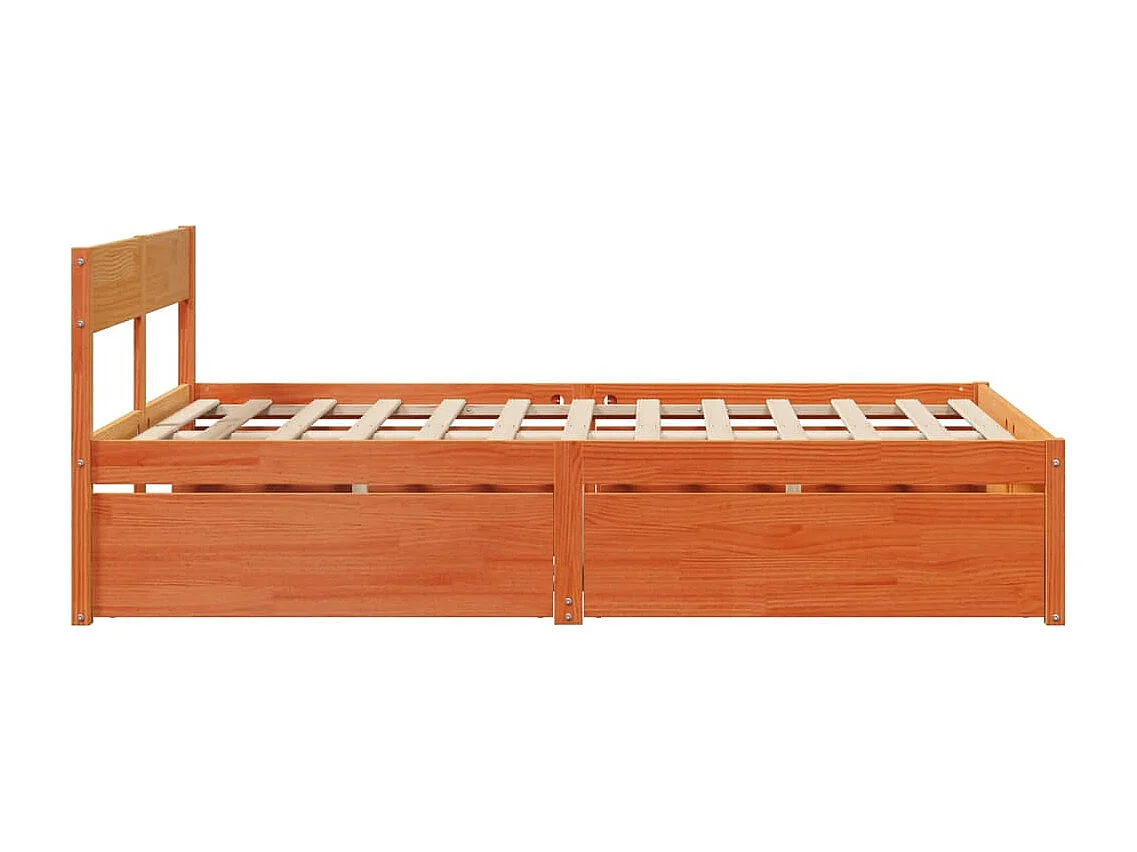 Letto senza Materasso Marrone Cera 135x190 cm in Legno di Pino