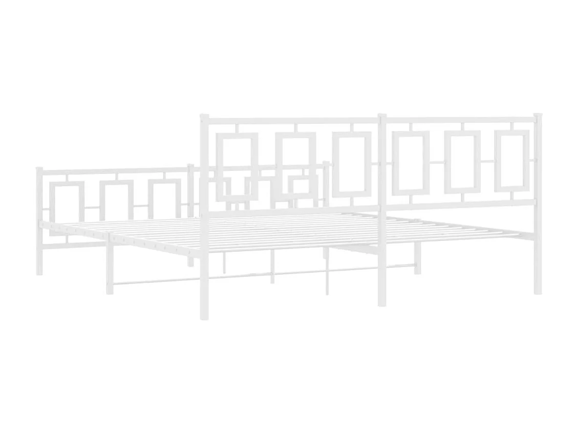 Cadre de lit métal sans matelas et pied de lit blanc 180x200 cm