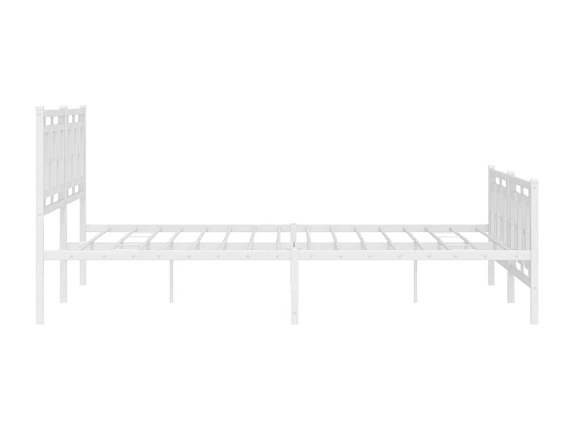 Cadre de lit métal sans matelas et pied de lit blanc 180x200 cm