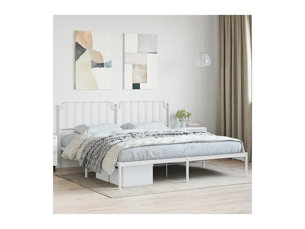 Giroletto con Testiera Metallo Bianco 200x200 cm