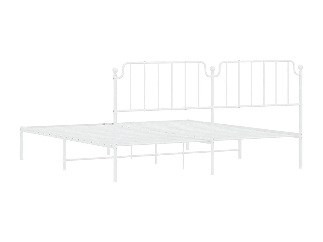 Cadre de lit métal sans matelas et tête de lit blanc 200x200 cm