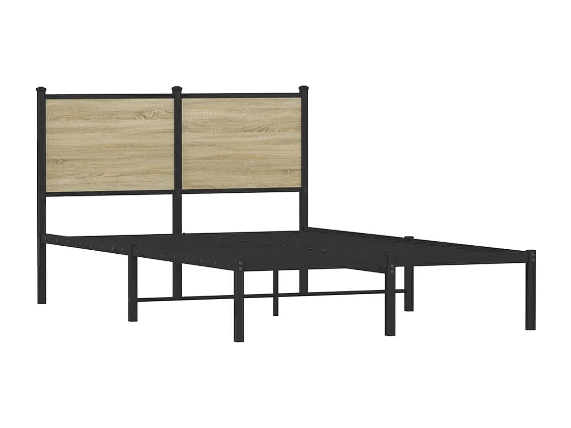 Cadre de lit en métal sans matelas chêne sonoma 120x190 cm