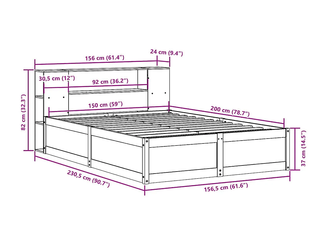 Bedframe stof zwart 120x190 cm