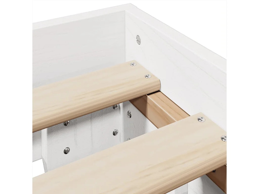 Letto senza Materasso Bianco 135x190 cm Legno Massello di Pino