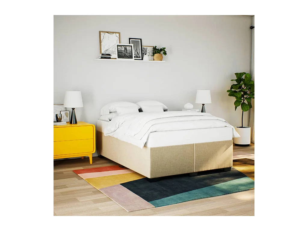 Bettgestell ohne Matratze Creme 140x190 cm Stoff