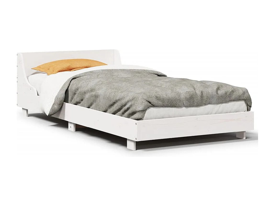 Bedframe zonder matras massief grenenhout wit 90x200 cm