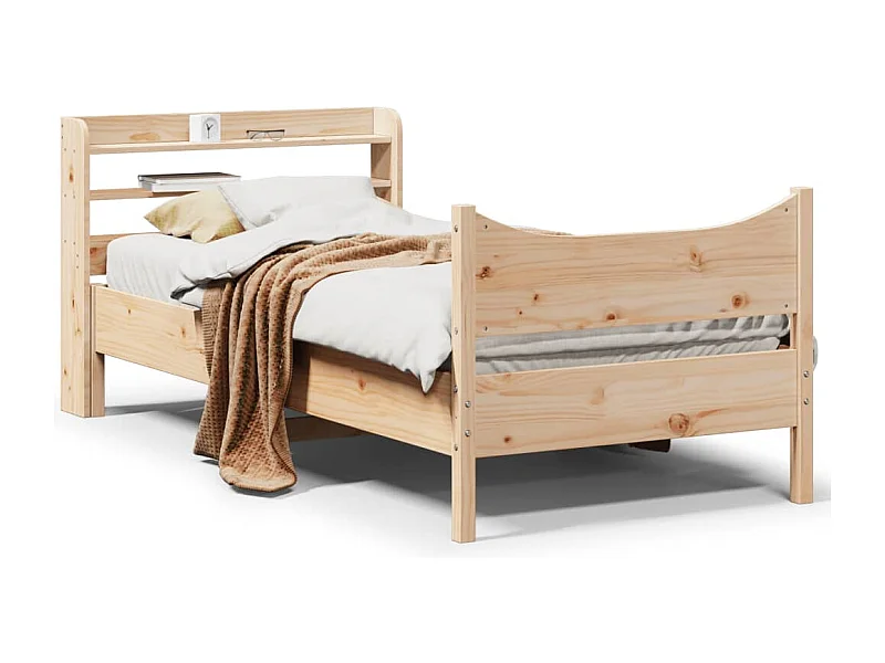 Estructura de cama con cabecero madera maciza pino 90x190 cm