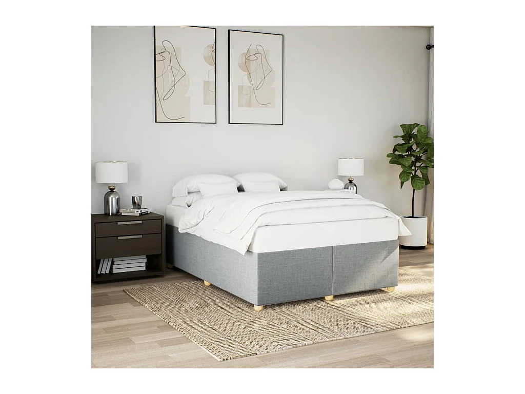 Cama sin colchón tela gris claro 160x200 cm
