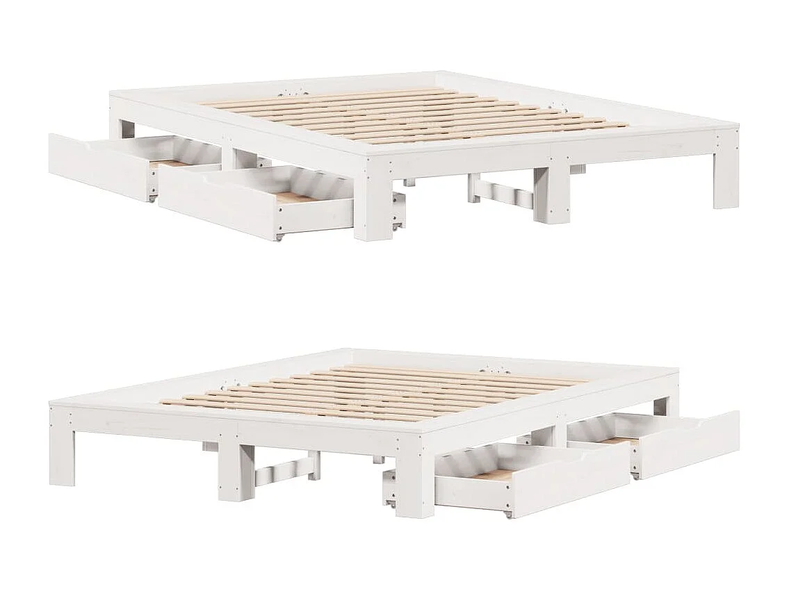 Letto senza Materasso Bianco 160x200 cm Legno Massello di Pino