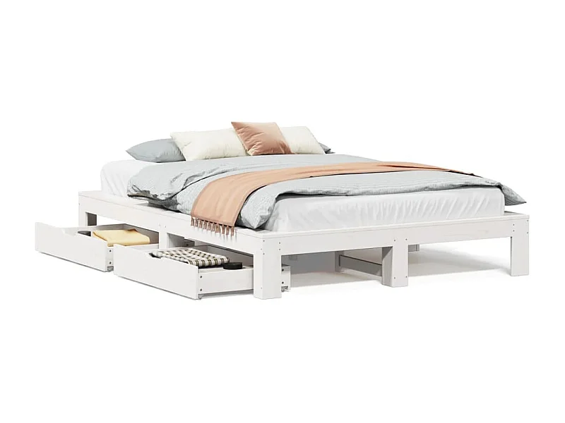 Cadre de lit sans matelas blanc 160x200 cm bois de pin massif