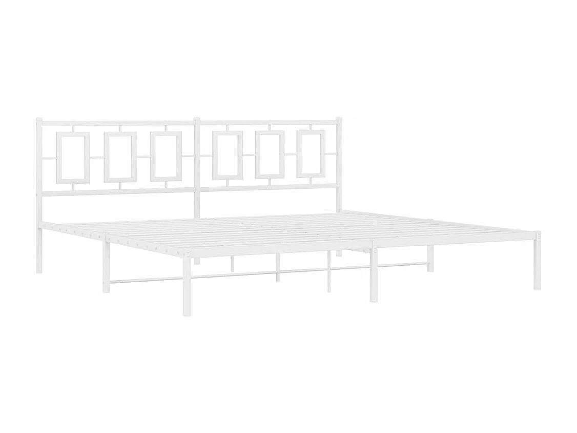 Cadre de lit métal sans matelas et tête de lit blanc 200x200 cm