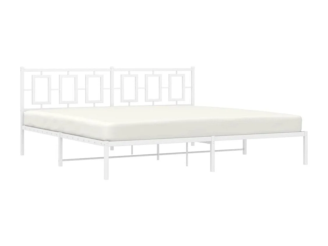 Cadre de lit métal sans matelas et tête de lit blanc 200x200 cm