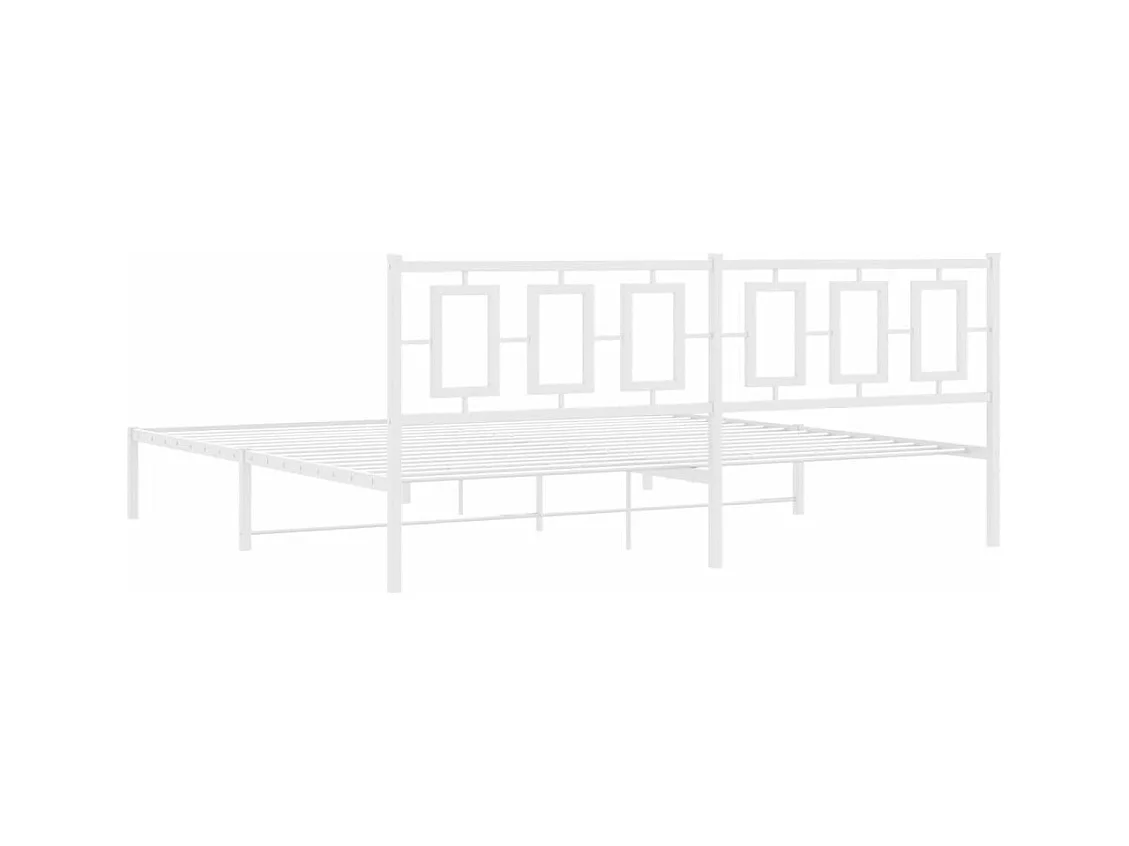 Bedframe met hoofdbord metaal wit 200x200 cm