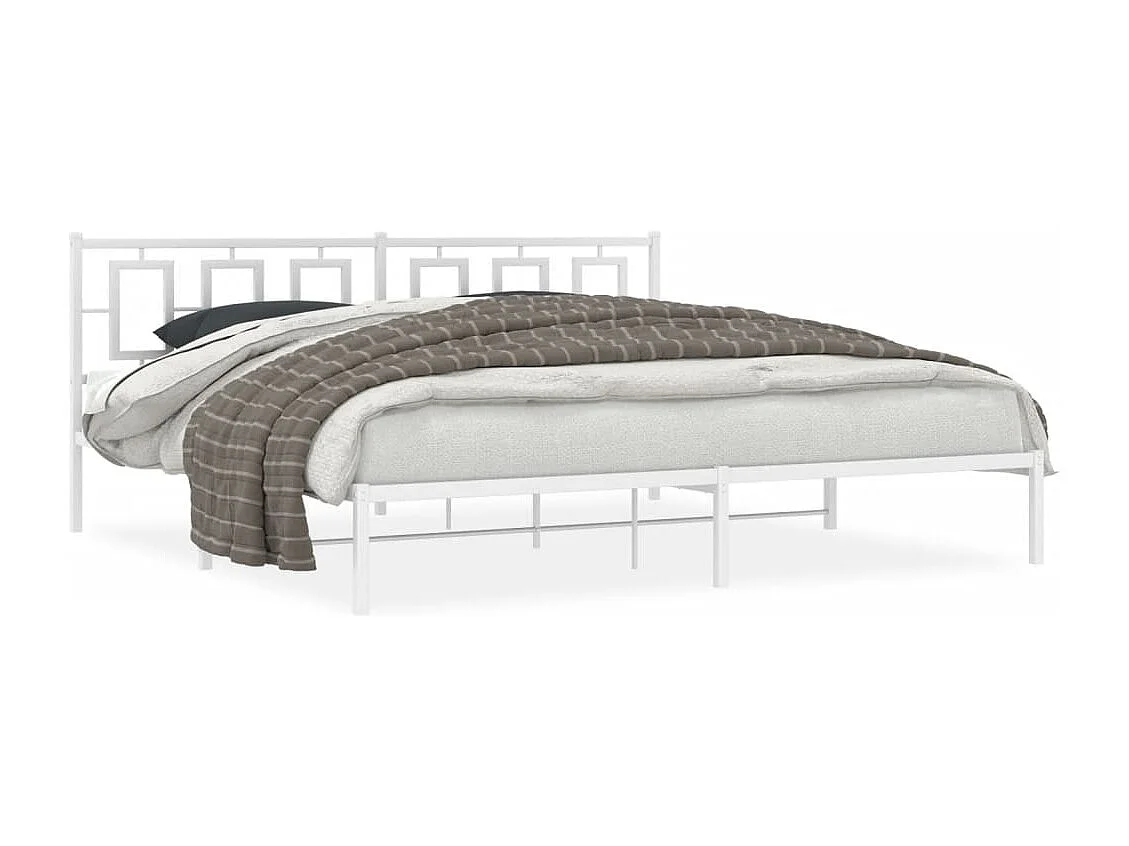 Bedframe met hoofdbord metaal wit 200x200 cm