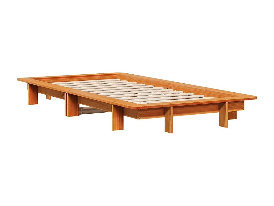 Bedframe zonder matras massief grenenhout wasbruin 75x190 cm
