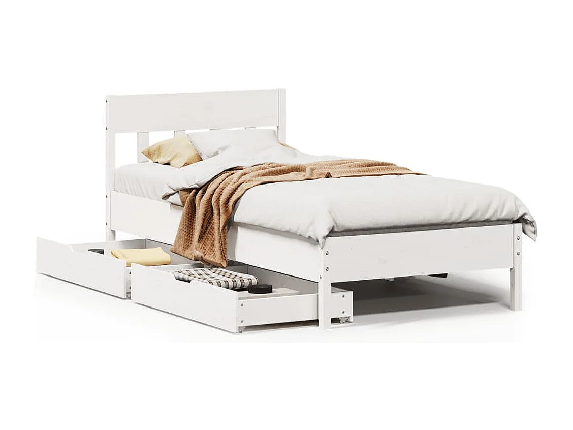 Bedframe zonder matras massief grenenhout wit 90x200 cm
